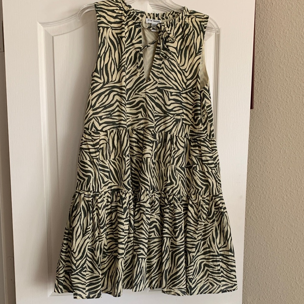 Steve Madden Zebra Pattern Mini Dress - Black and White